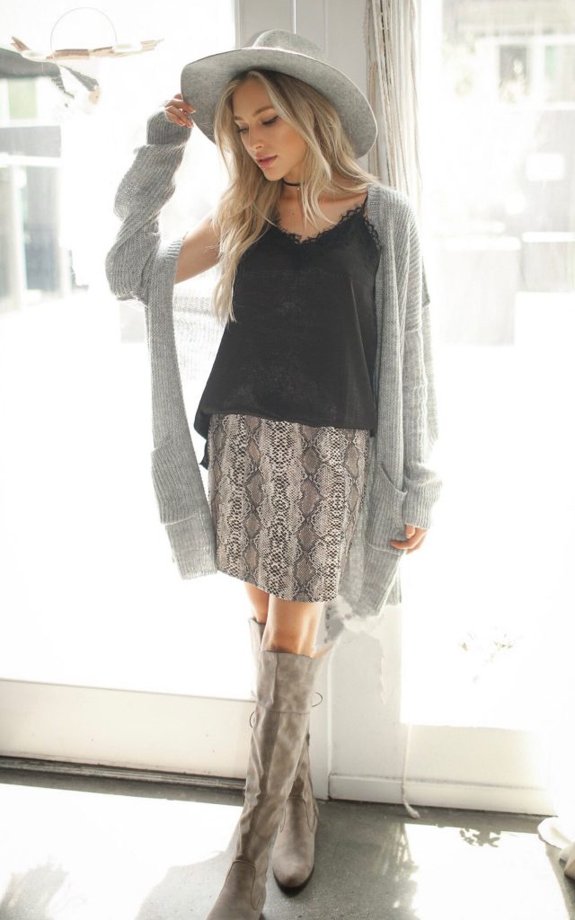 Snake Print Suede Mini Skirt Chic Party Style