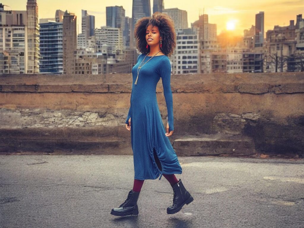 Bohemian Long Sleeve Dress: Vintage Style With Side